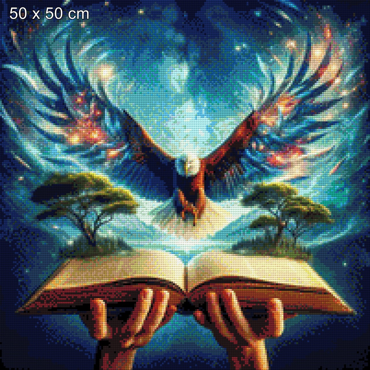 Gedankenflug, Adler liest Buch - Diamond Painting