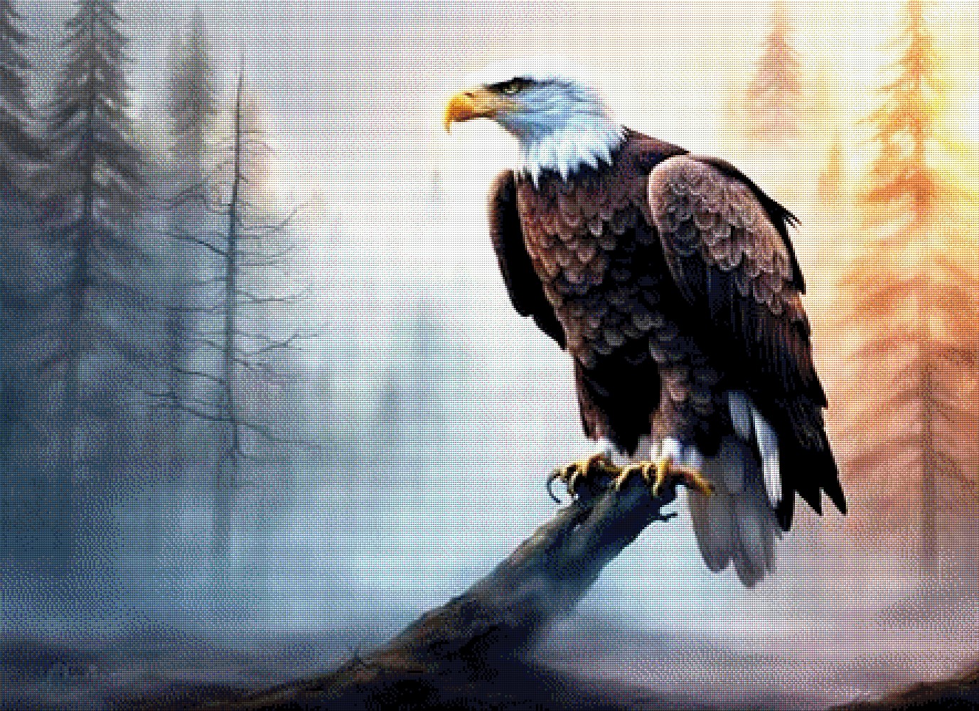 Stammwächter, Adler auf Stamm - Diamond Painting