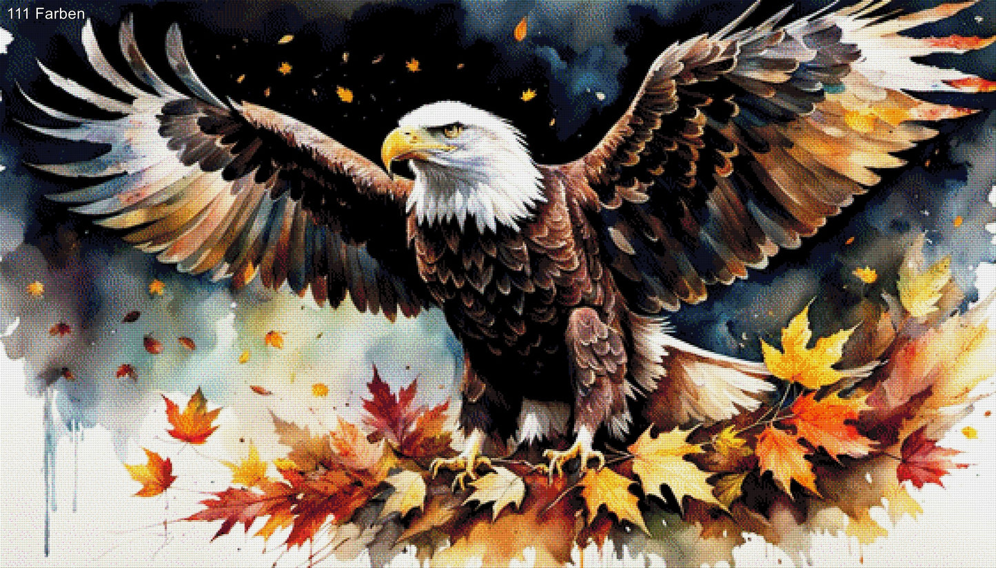 Herbstflug, Adler im Herbst - Diamond Painting