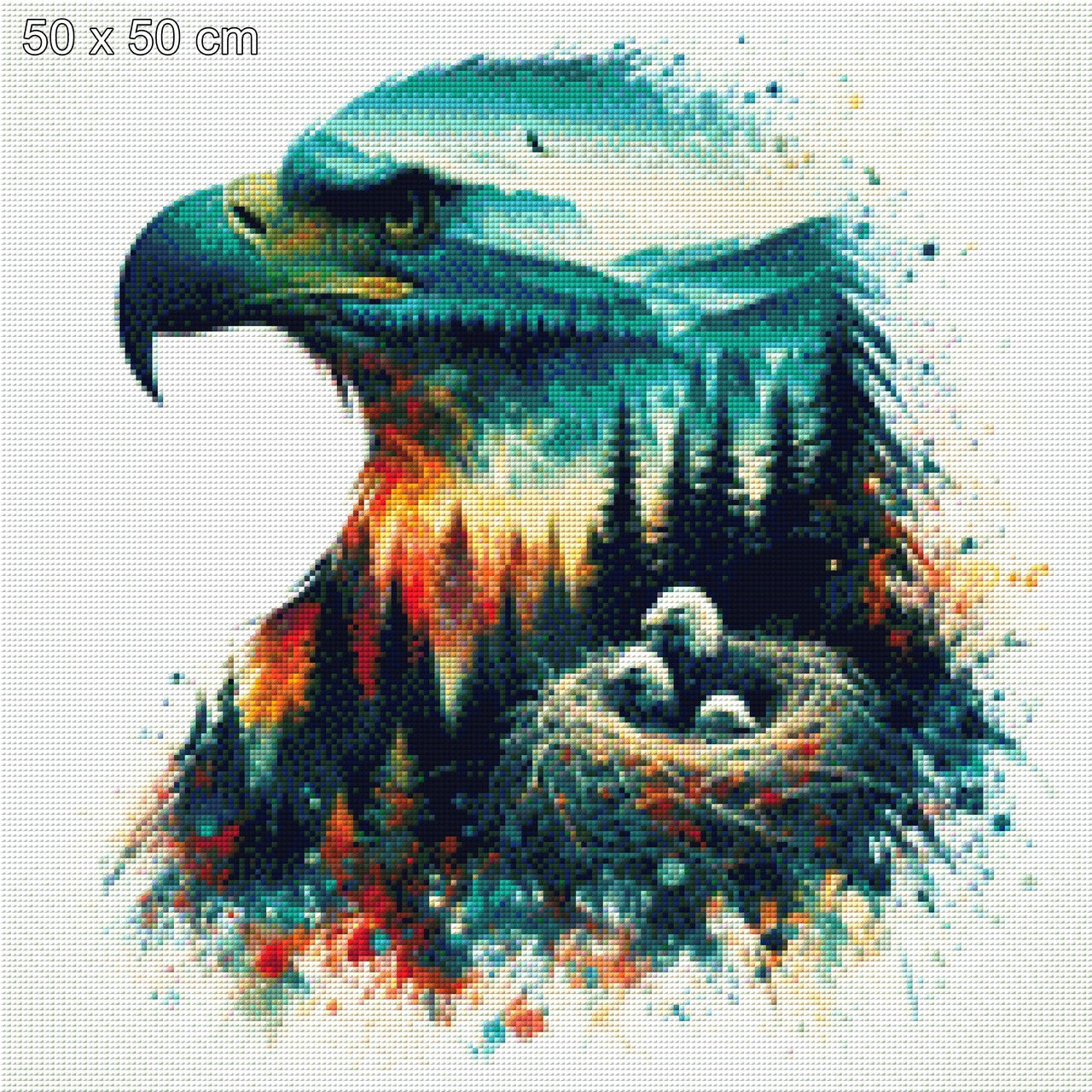 Nestblick, Adlernest mit Landschaft in Adler - Diamond Painting