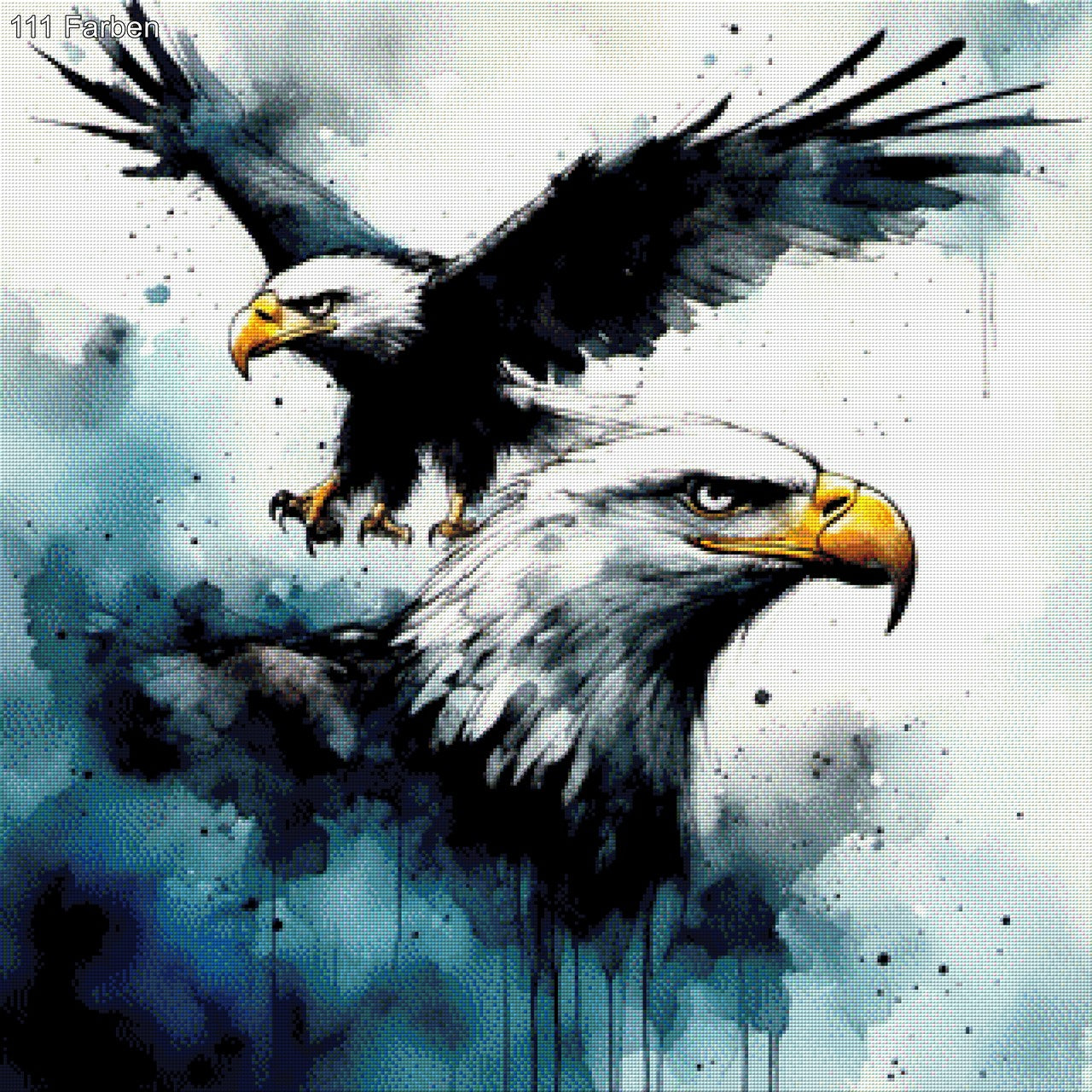 Himmelsduett, Zwei Adler in der Luft aquarell - Diamond Painting