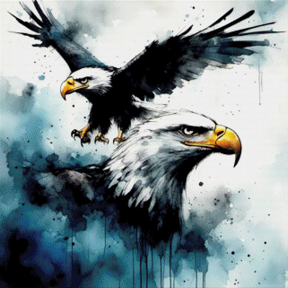 Himmelsduett, Zwei Adler in der Luft aquarell - Diamond Painting