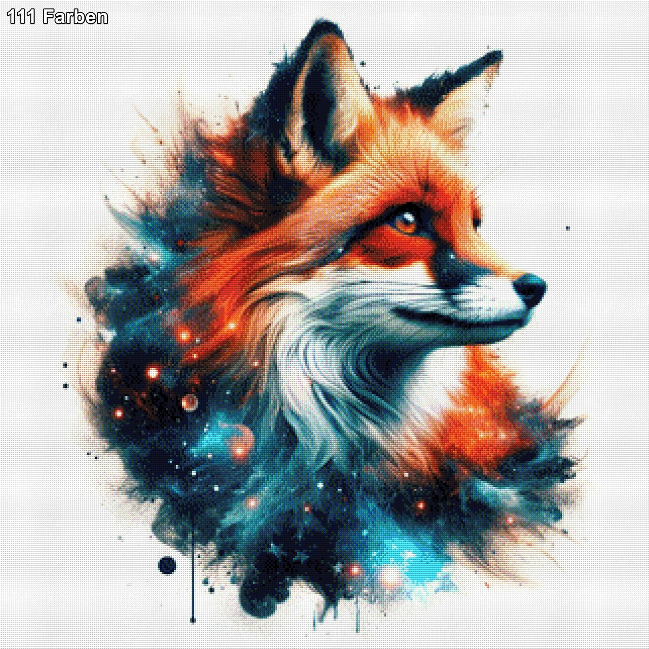 Farbenfroher Fuchskopf - Diamond Painting