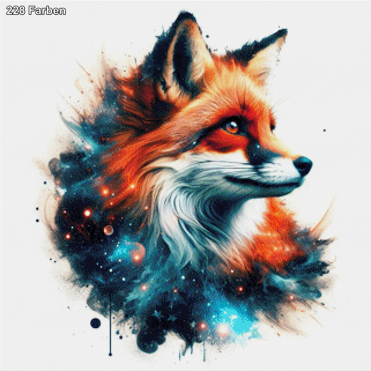 Farbenfroher Fuchskopf - Diamond Painting