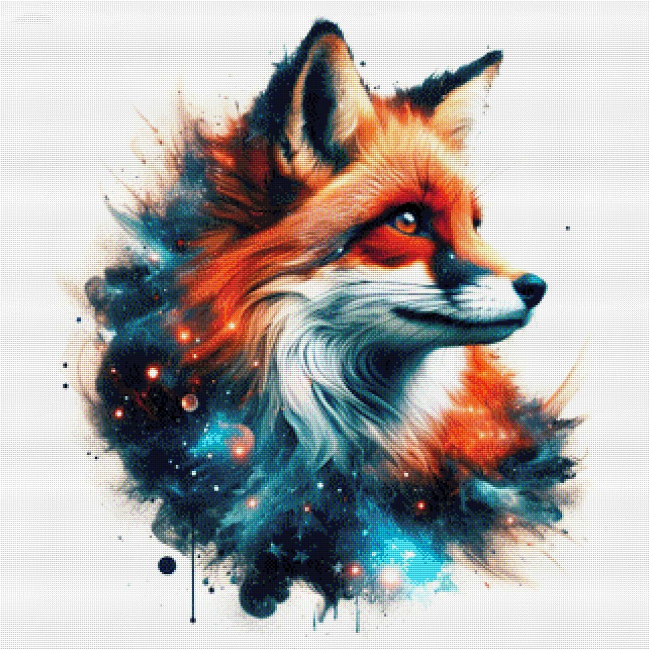 Farbenfroher Fuchskopf - Diamond Painting