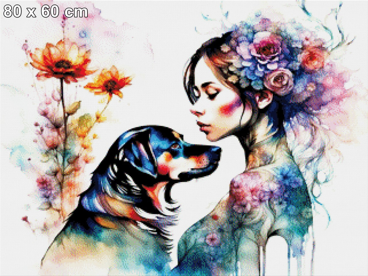 Jacky & Marlene, Frau mit Hund - Diamond Painting