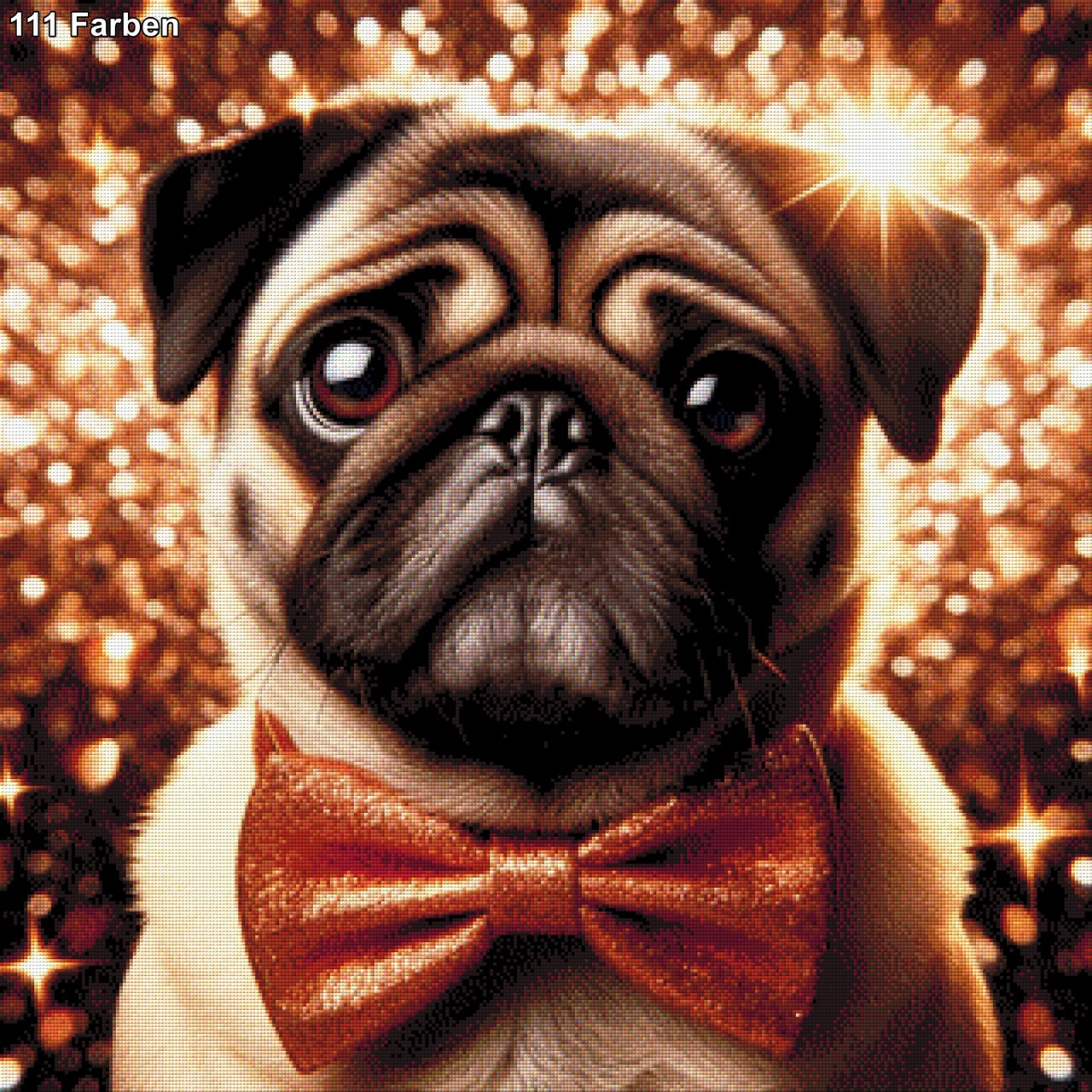 Fliegenmops, Hund mit Fliege - Diamond Painting