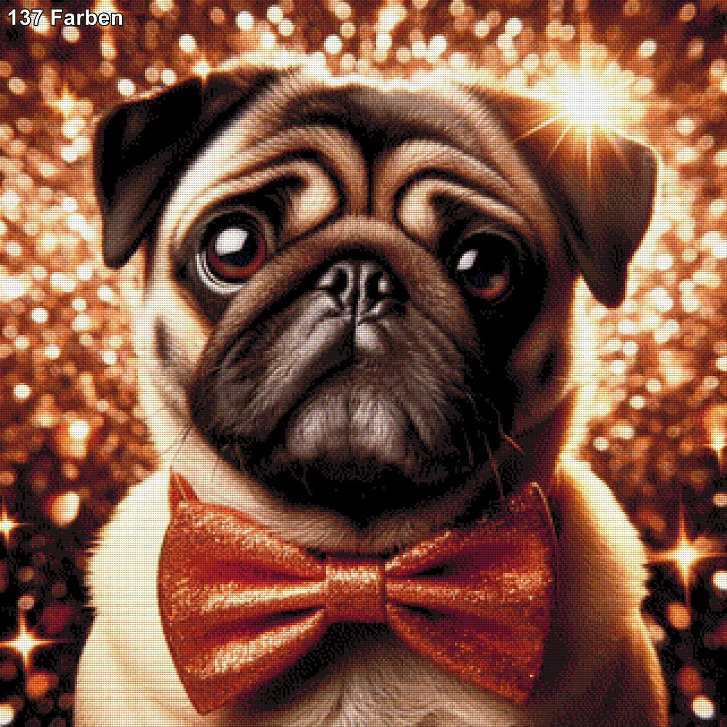 Fliegenmops, Hund mit Fliege - Diamond Painting