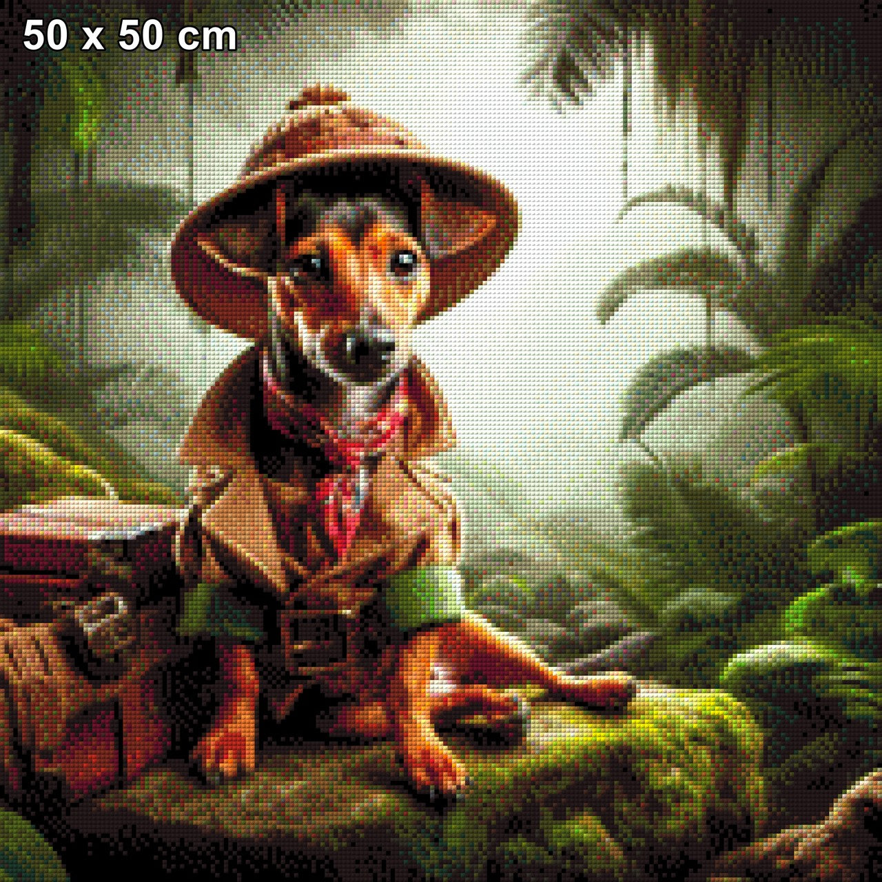 Abenteuerpfote, Dackel auf Safari - Diamond Painting