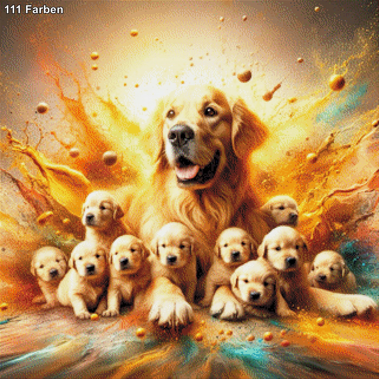 Hundefamilie Kunterbunt - Diamond Painting