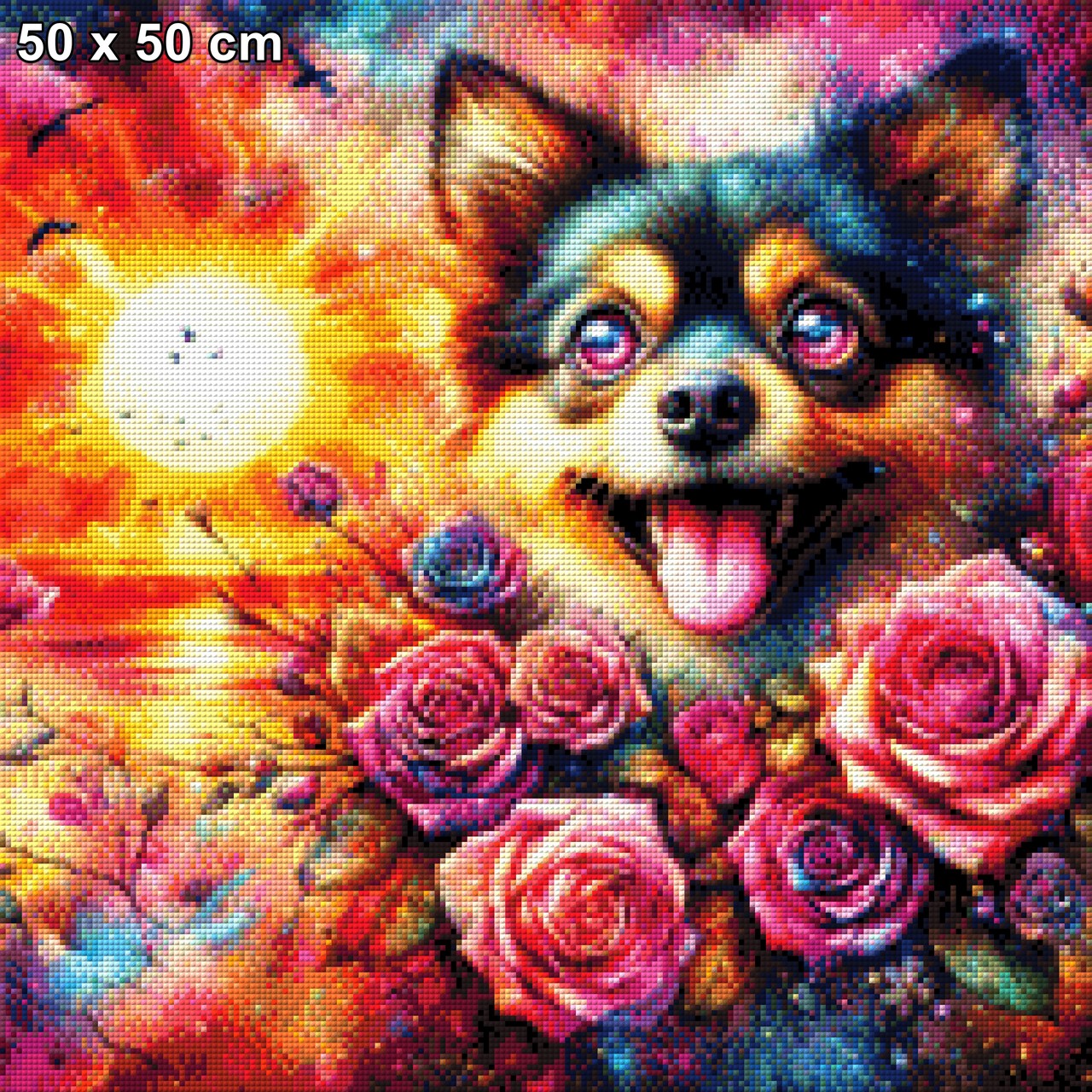 Pink Eye Rocky, süßer Hund - Diamond Painting