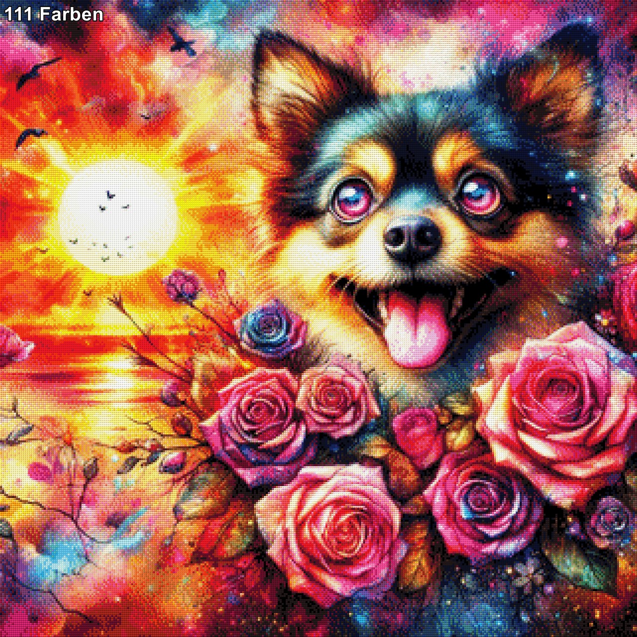 Pink Eye Rocky, süßer Hund - Diamond Painting
