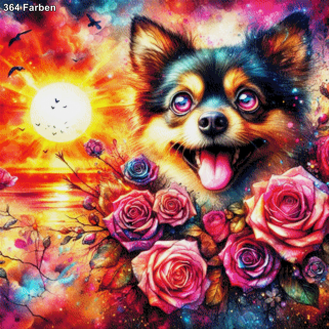 Pink Eye Rocky, süßer Hund - Diamond Painting