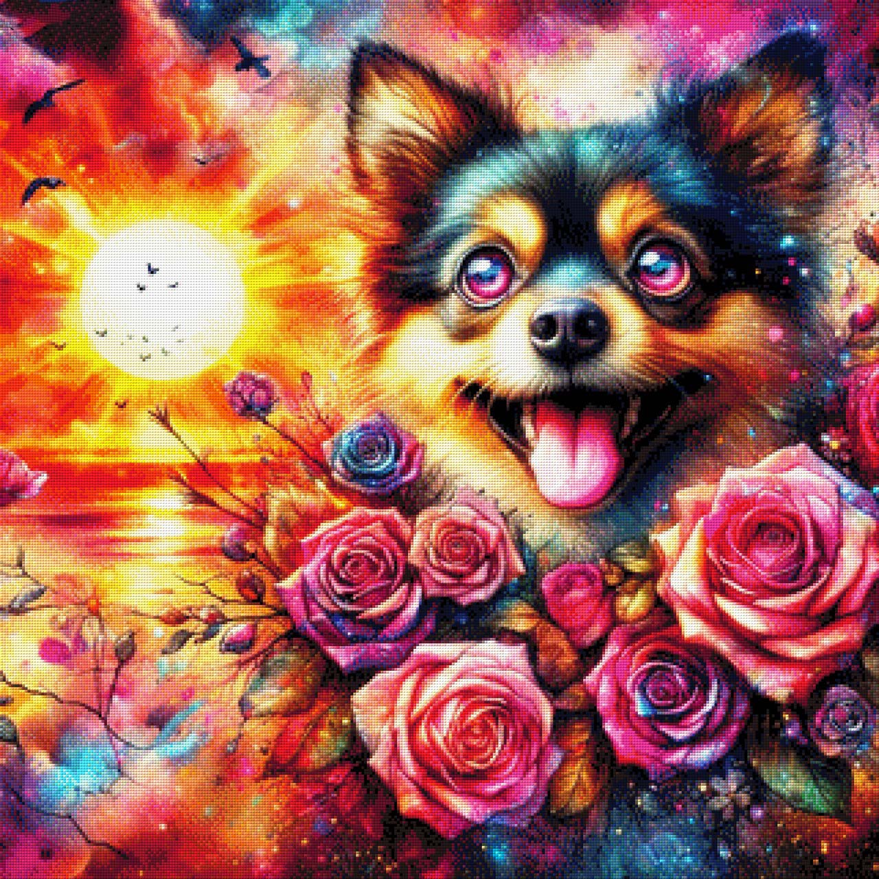 Pink Eye Rocky, süßer Hund - Diamond Painting