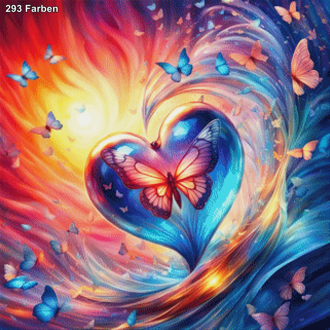 Flatterherz, Herz mit Schmetterlingen - Diamond Painting