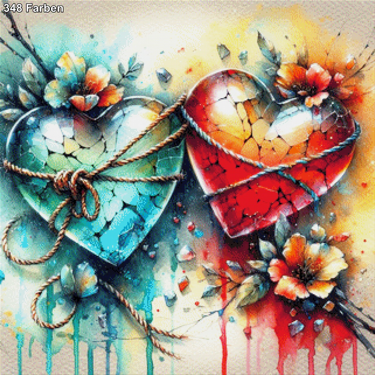 Gebrochene Herzen - Diamond Painting
