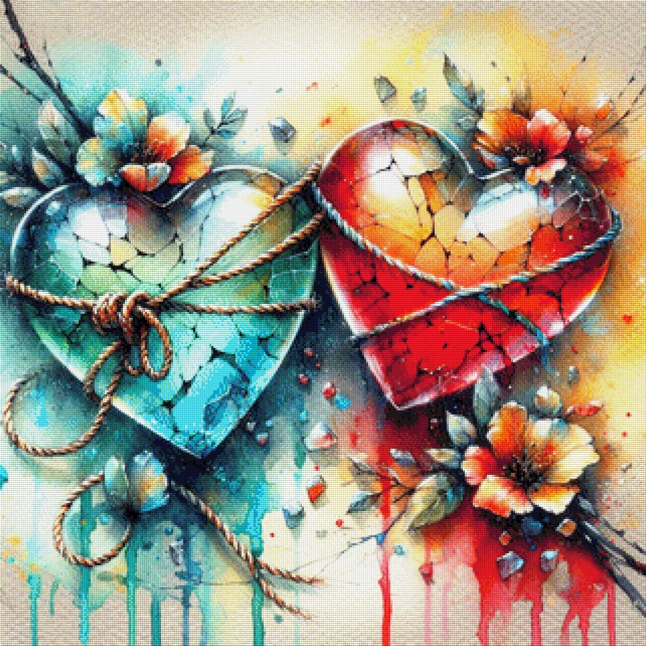Gebrochene Herzen - Diamond Painting