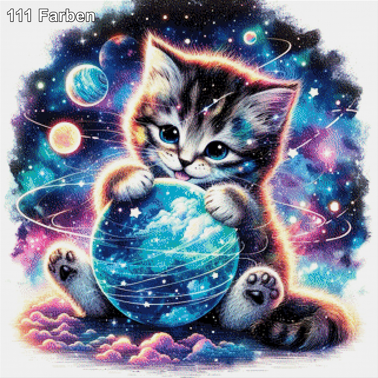 Katze im Universum - Diamond Painting