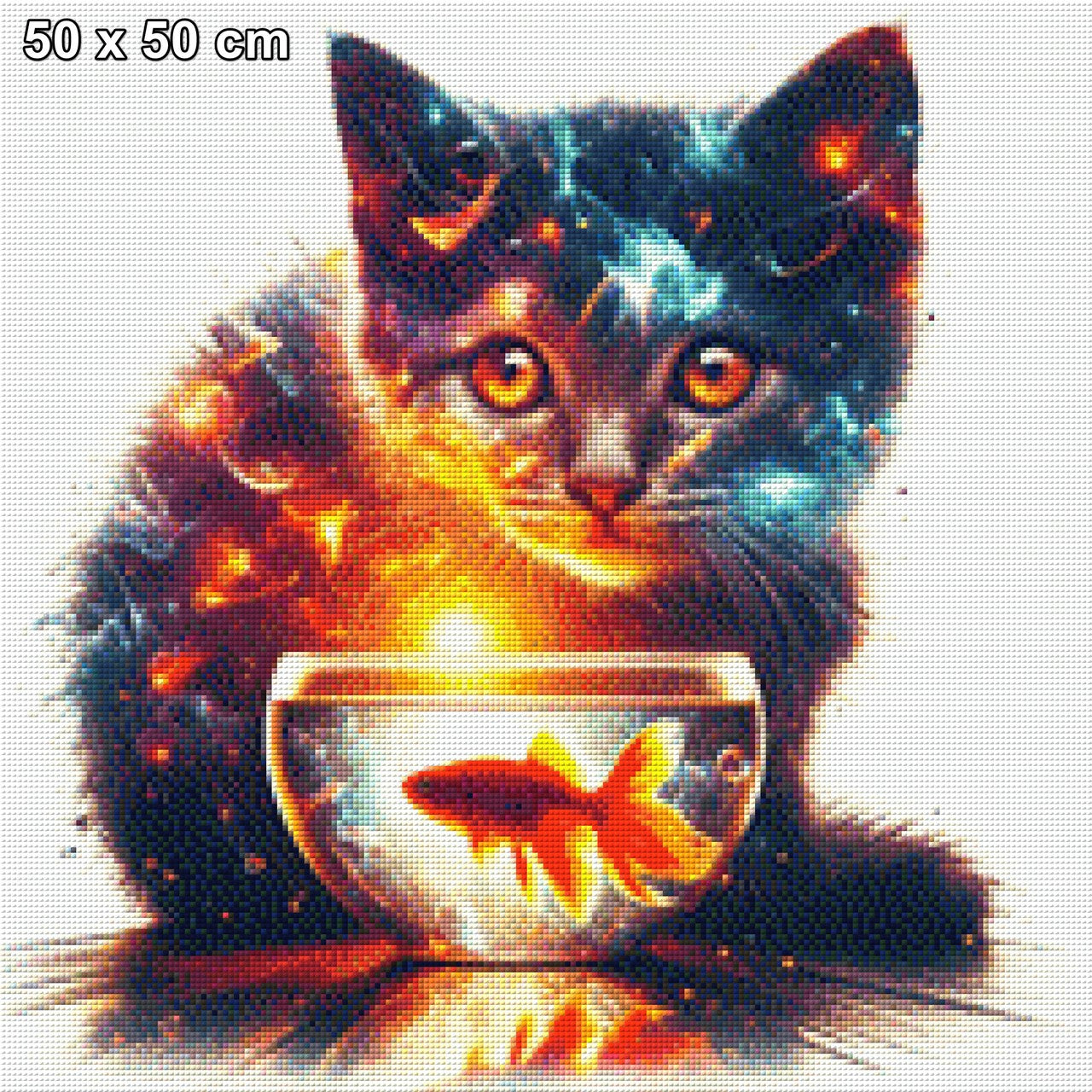Katze mit Goldfisch - Diamond Painting
