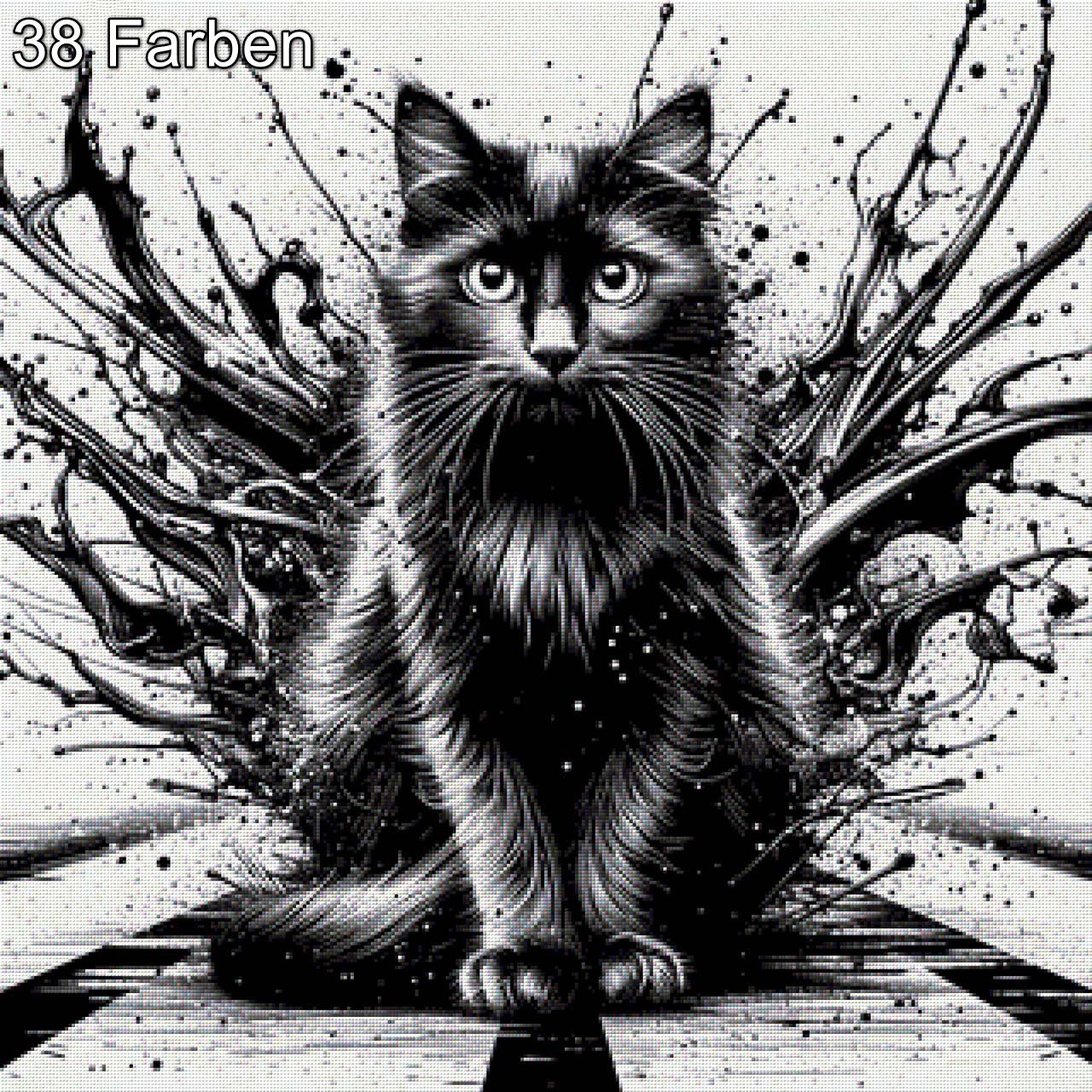Katze Schwarz/Weiß - Diamond Painting