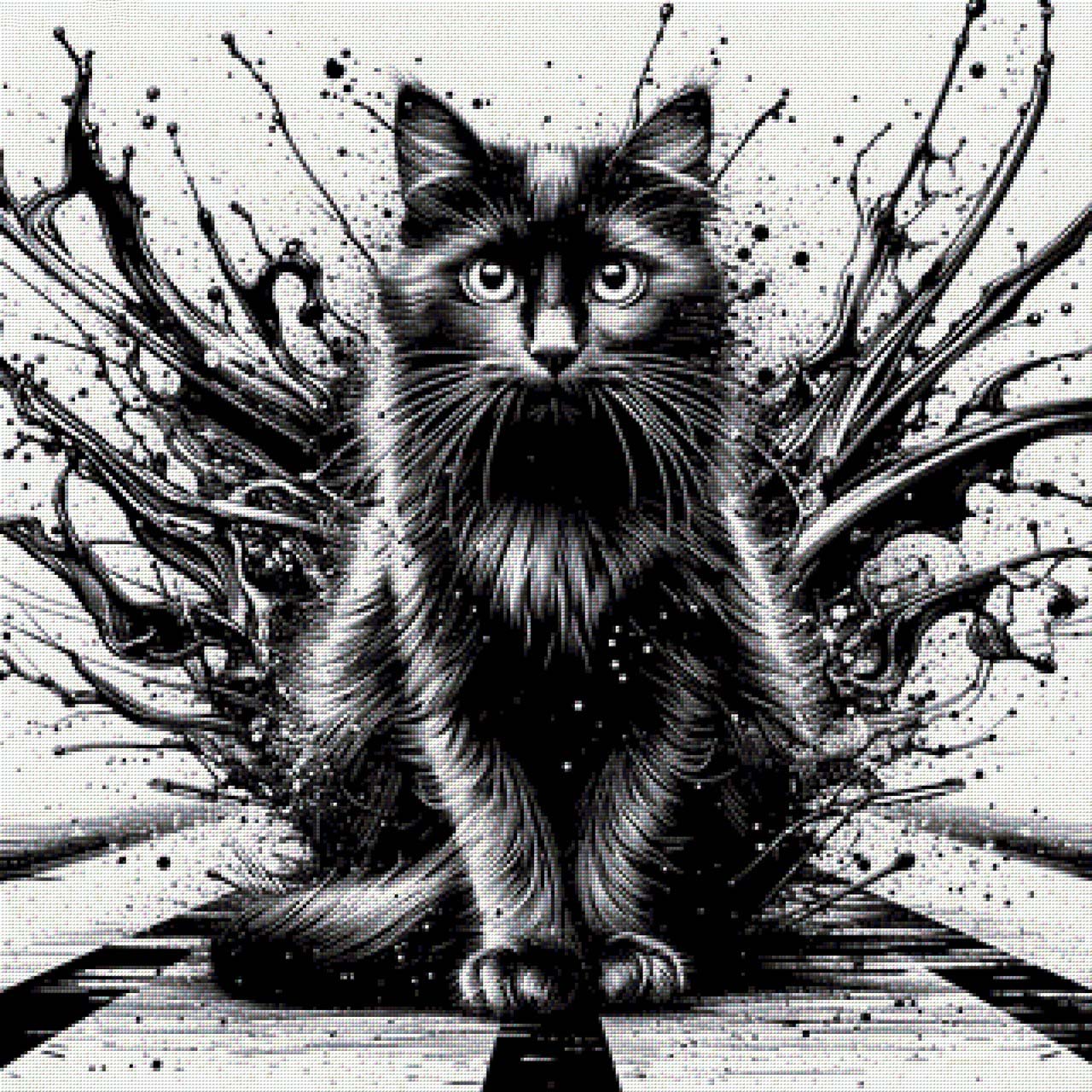 Katze Schwarz/Weiß - Diamond Painting