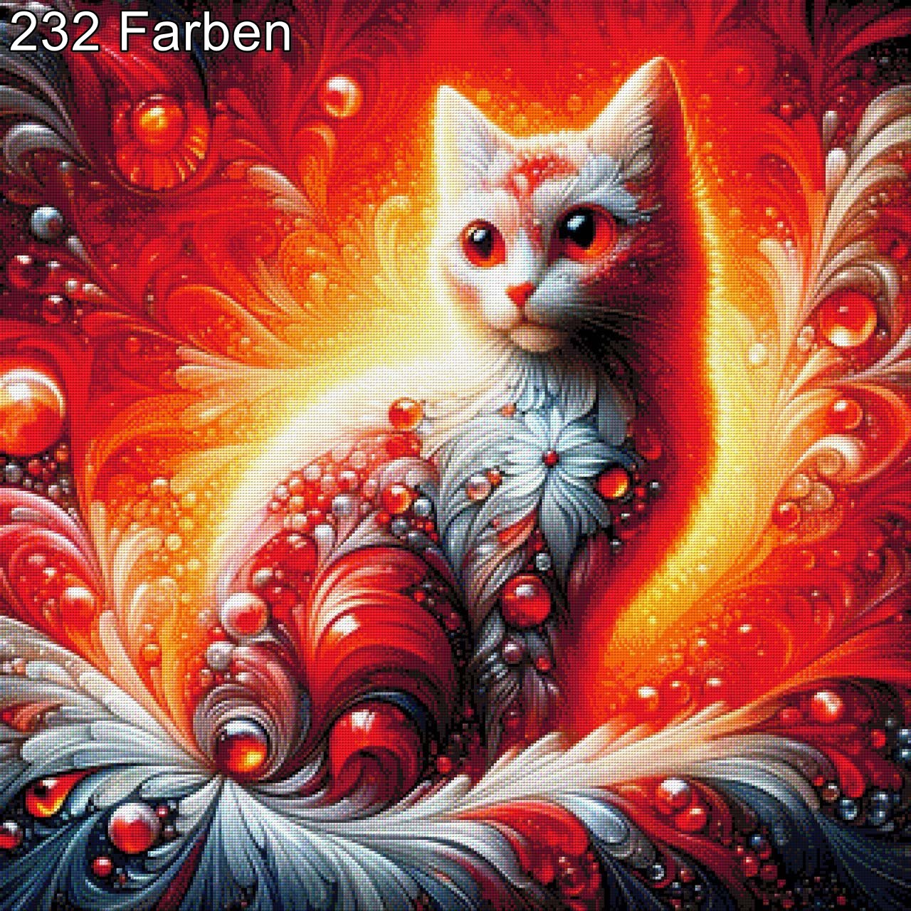Katze in Rot - Diamond Painting
