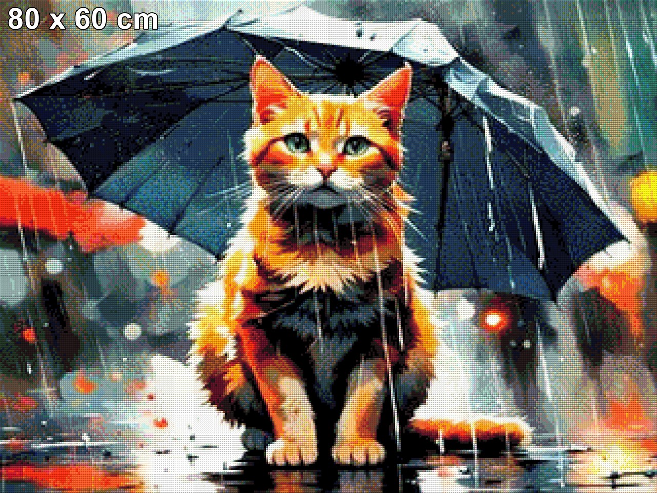 Katze im Regen - Diamond Painting