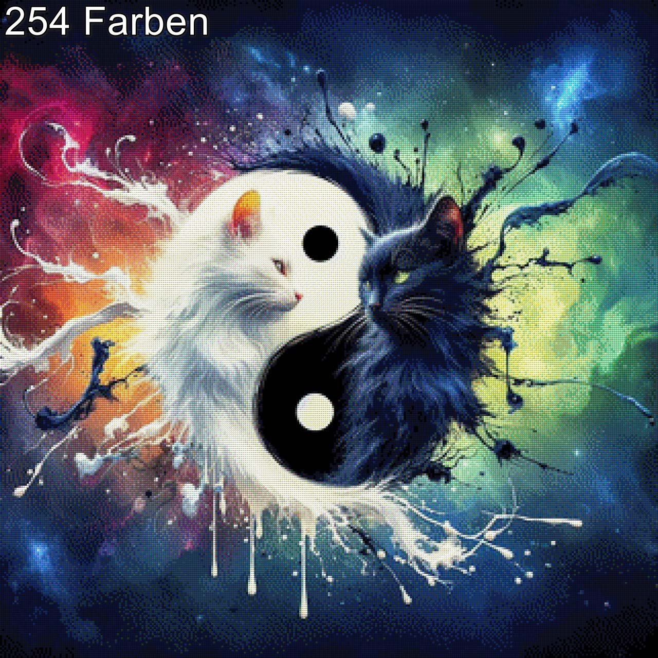 Katze Yin & Yang - Diamond Painting