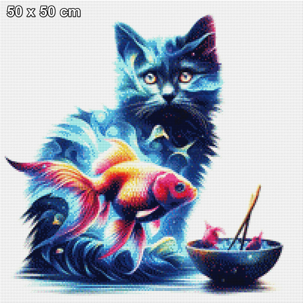 Katze mit Sushi - Diamond Painting