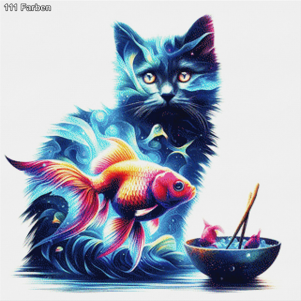 Katze mit Sushi - Diamond Painting