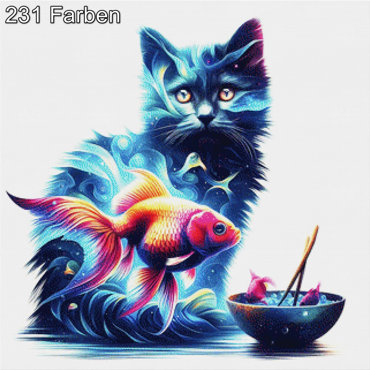 Katze mit Sushi - Diamond Painting