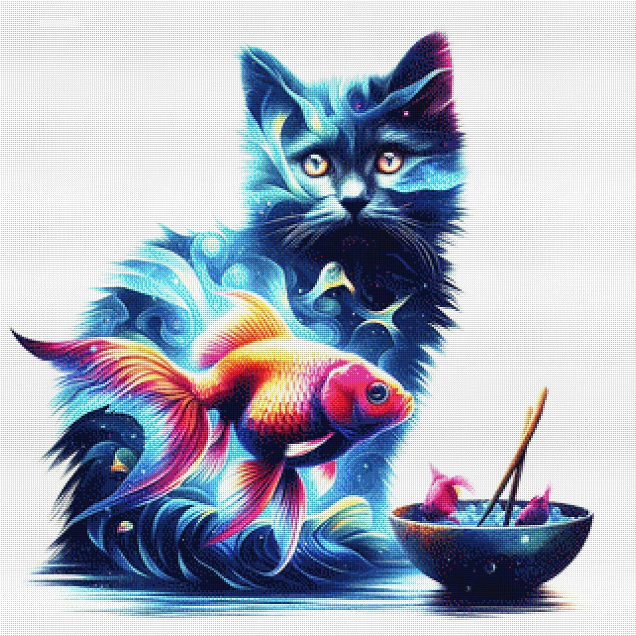 Katze mit Sushi - Diamond Painting