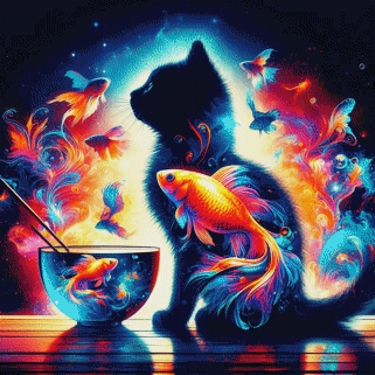 Katze im Schlaraffenland - Diamond Painting