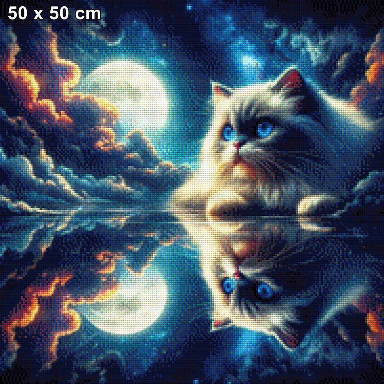 Katze im Mondschein - Diamond Painting