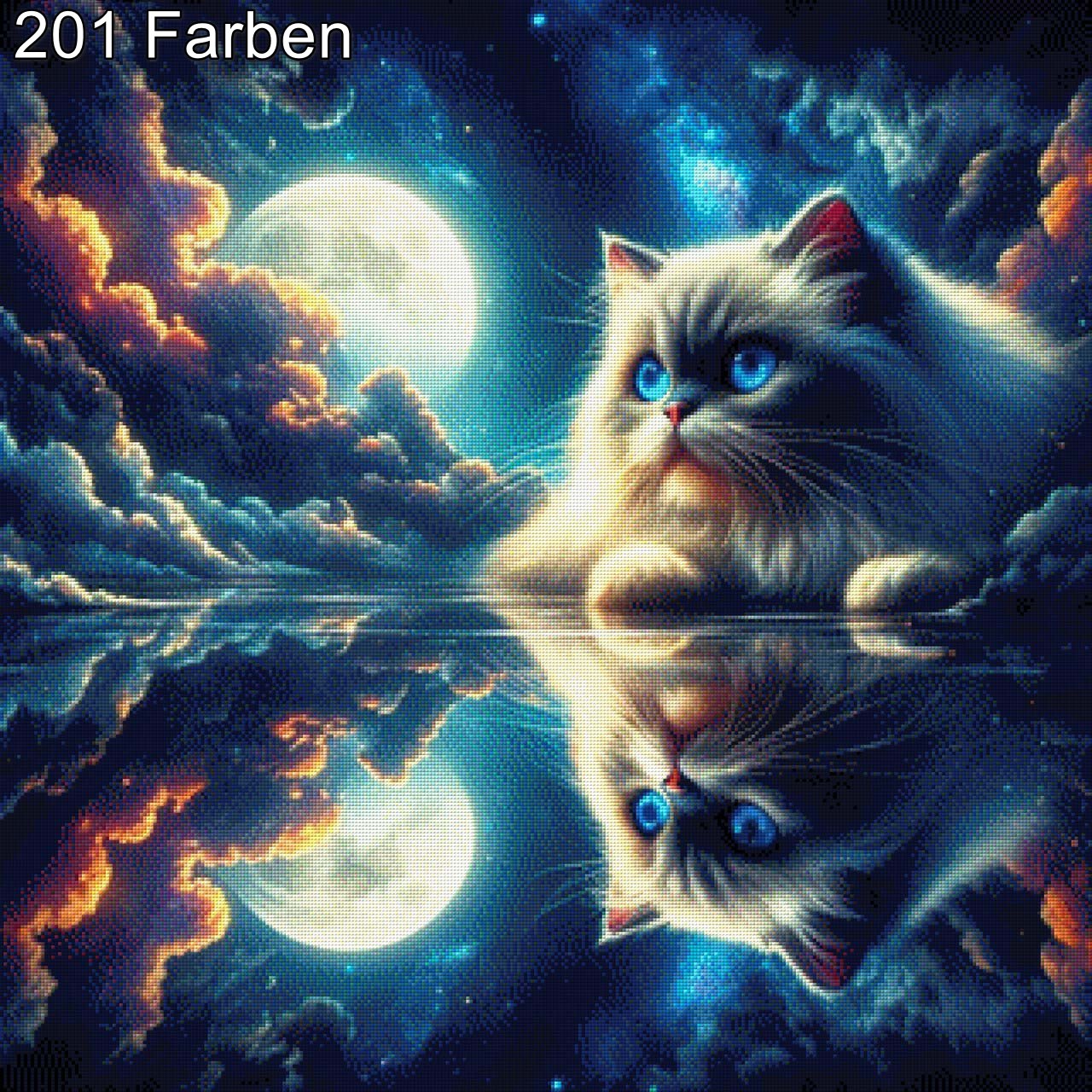 Katze im Mondschein - Diamond Painting