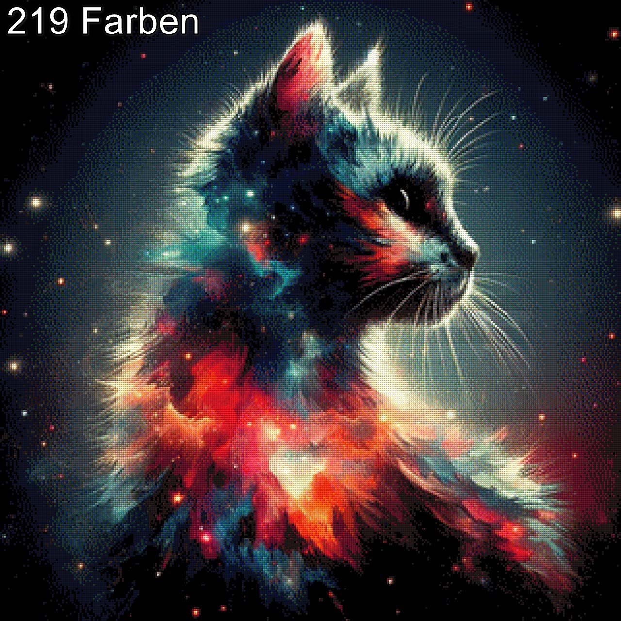 Katze mit brennendem Herz - Diamond Painting