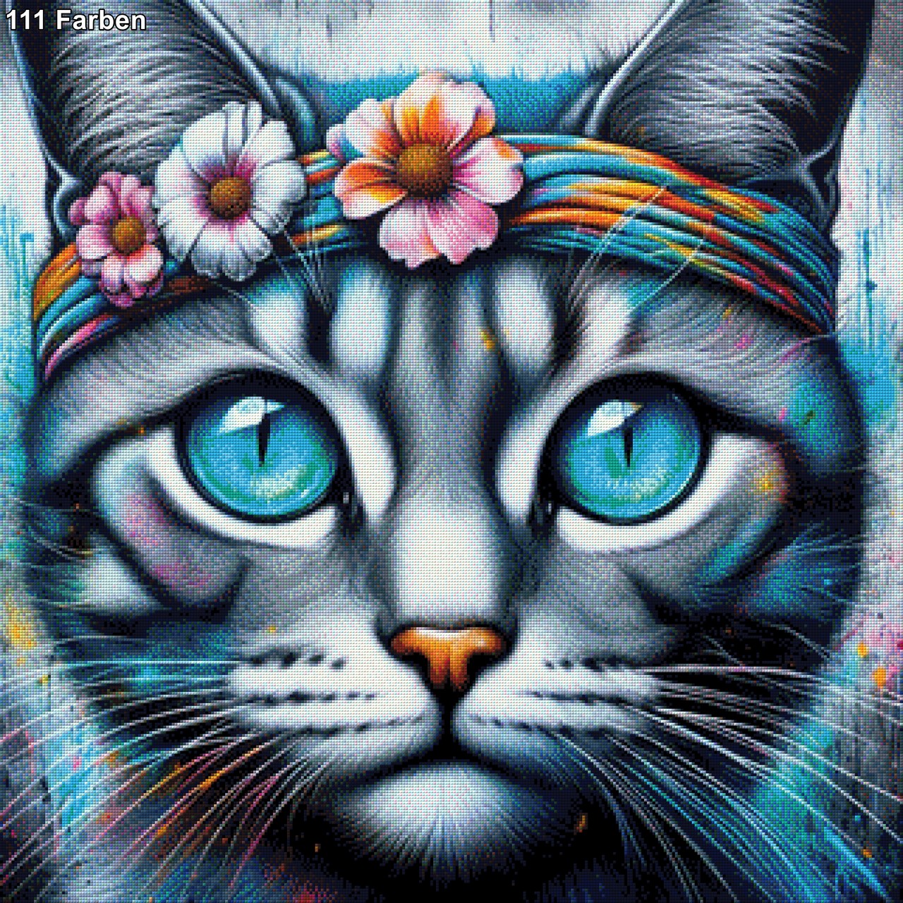 Hippie Katze - Diamond Painting