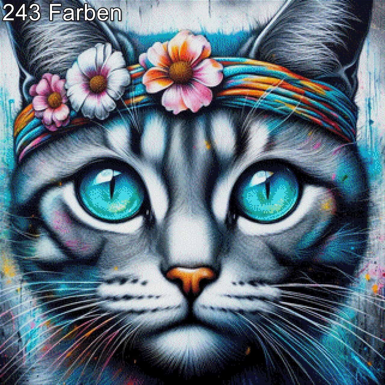 Hippie Katze - Diamond Painting