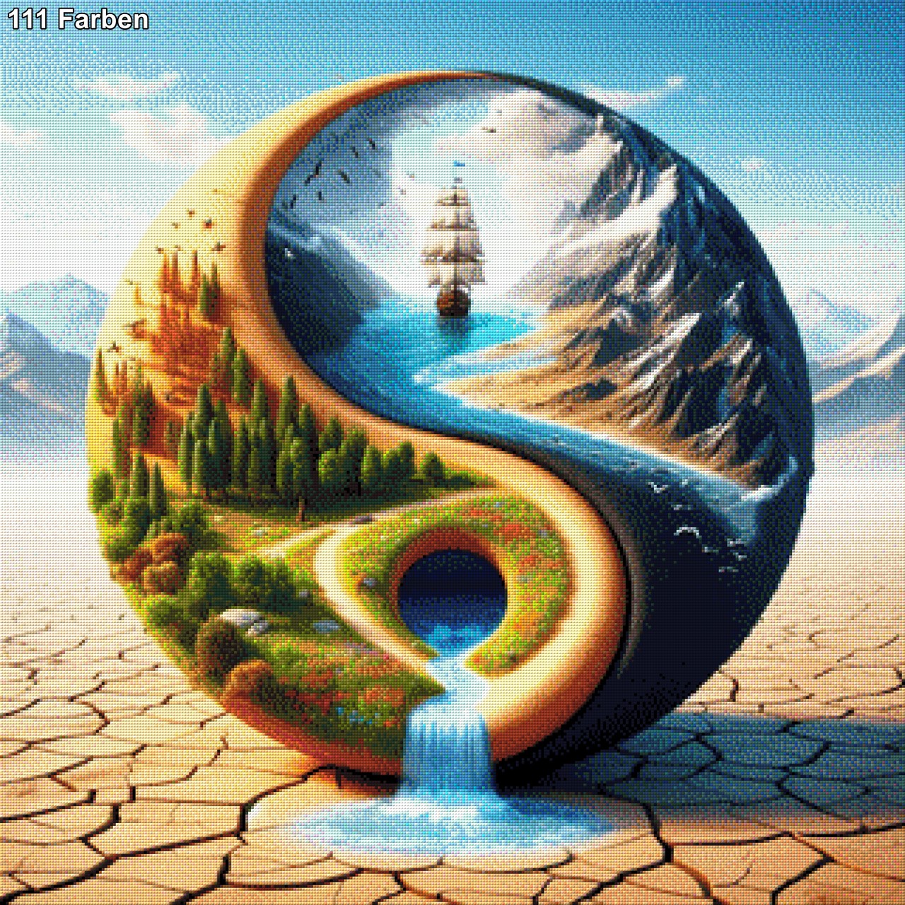 Kugel mit Selgelschiff - Diamond Painting