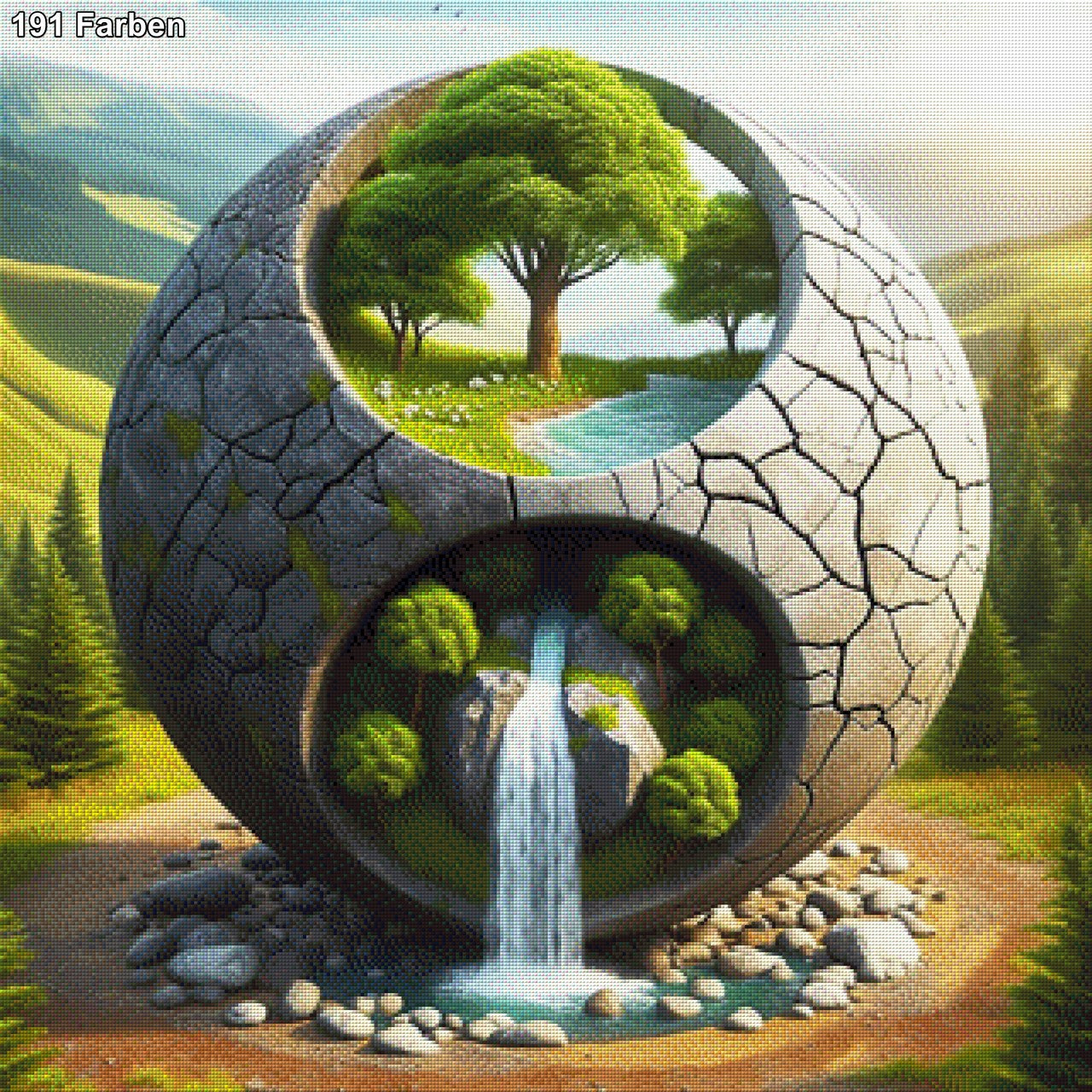 Wasserfall in Kugel - Diamond Painting