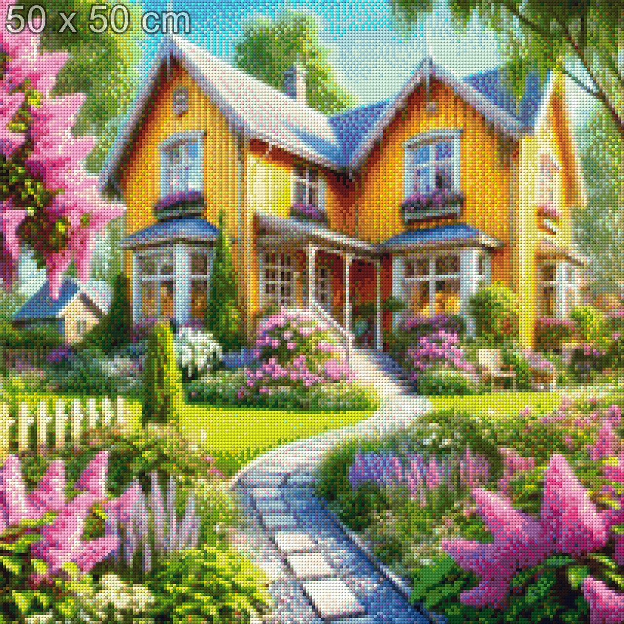 Diamond Painting Landschaft gelbes Haus