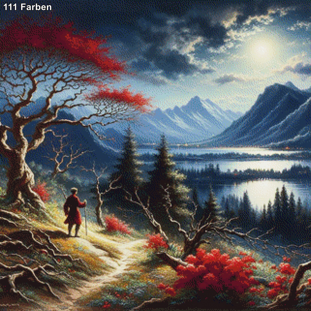 Wanderer in den Bergen - Diamond Painting