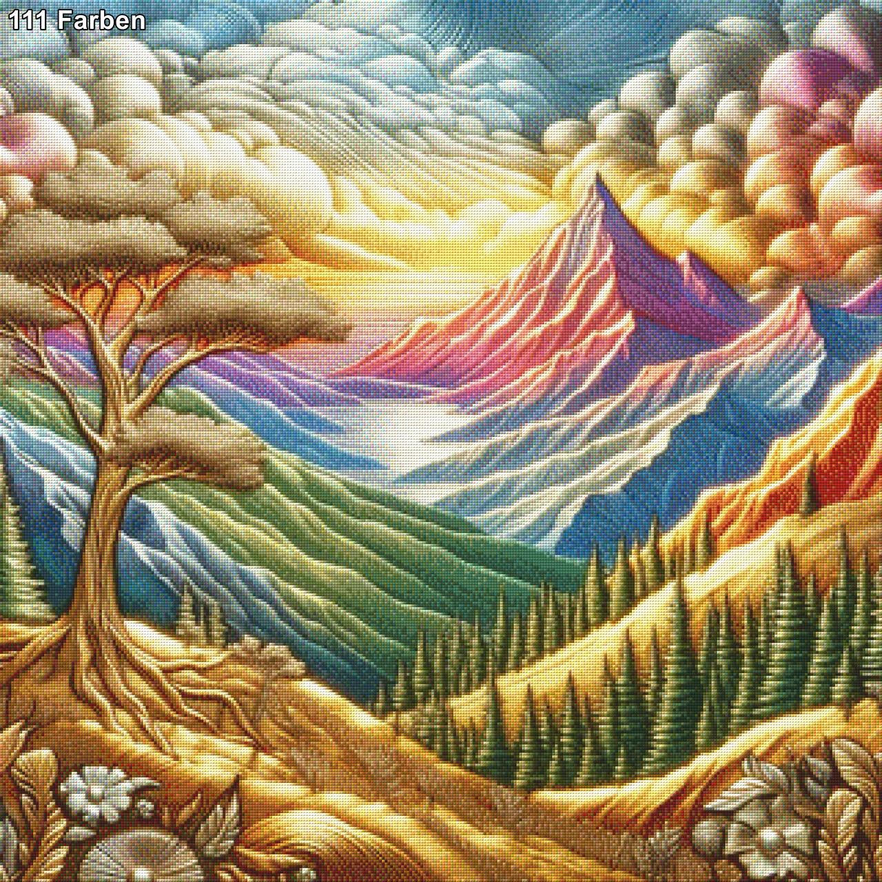 Bunte Berge - Diamond Painting