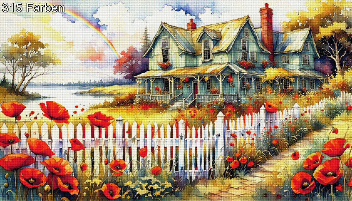 Mohnblumenhaus - Diamond Painting