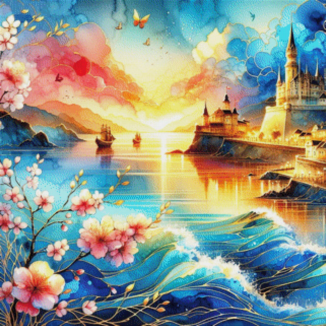 Hafen im Sonnenuntergang - Diamond Painting