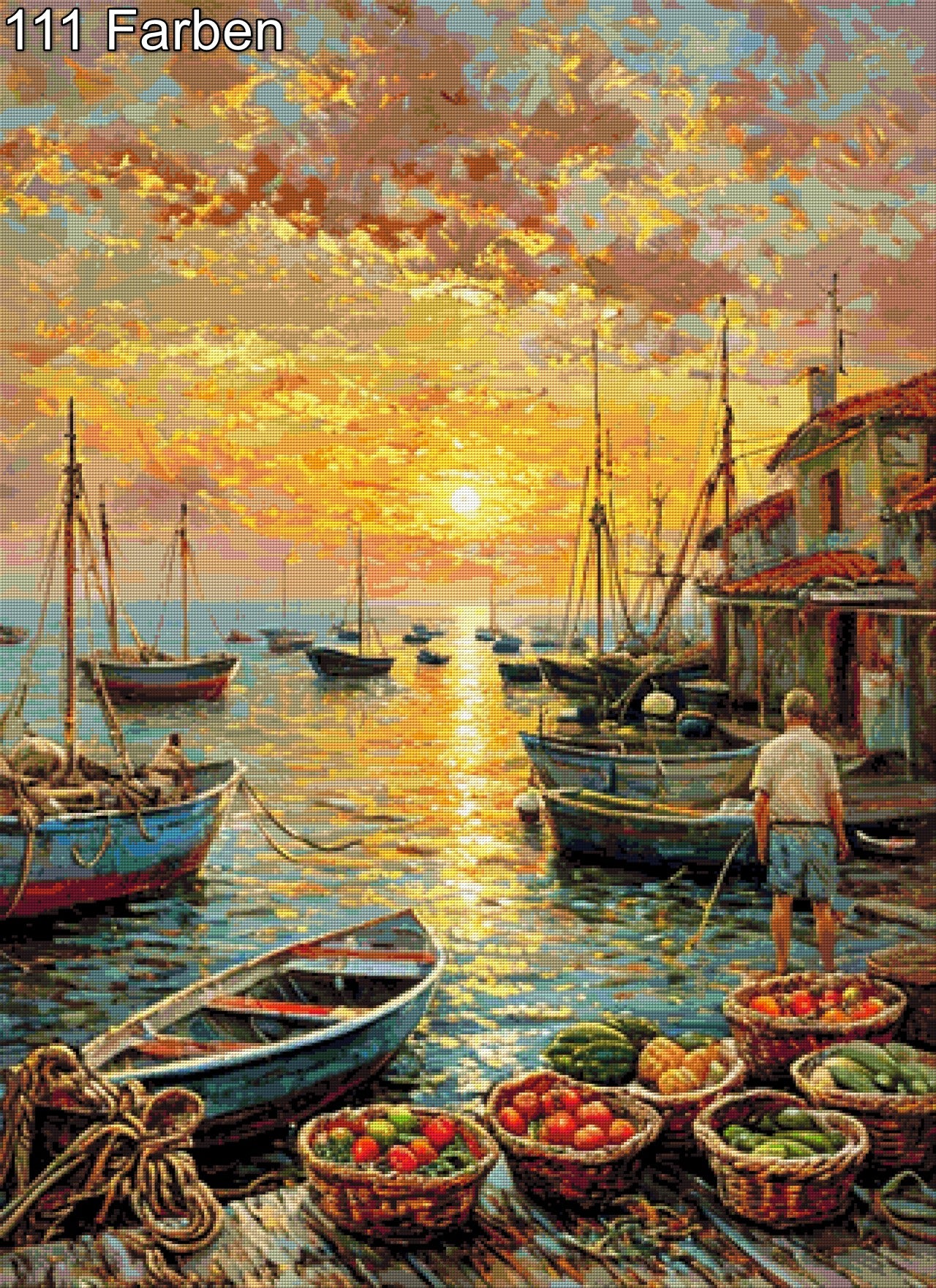 Gemüsemarkt am Hafen - Diamond Painting