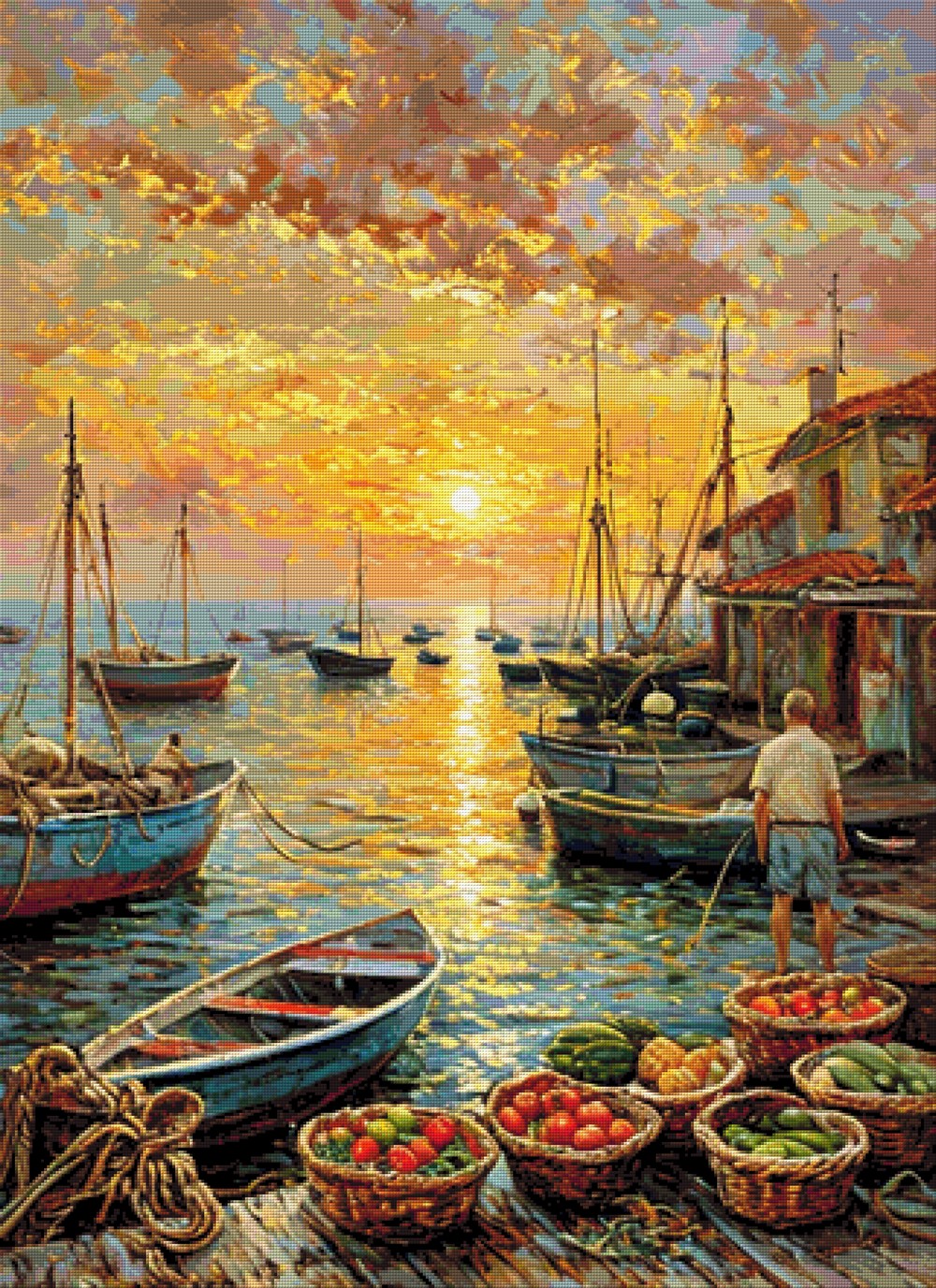 Gemüsemarkt am Hafen - Diamond Painting
