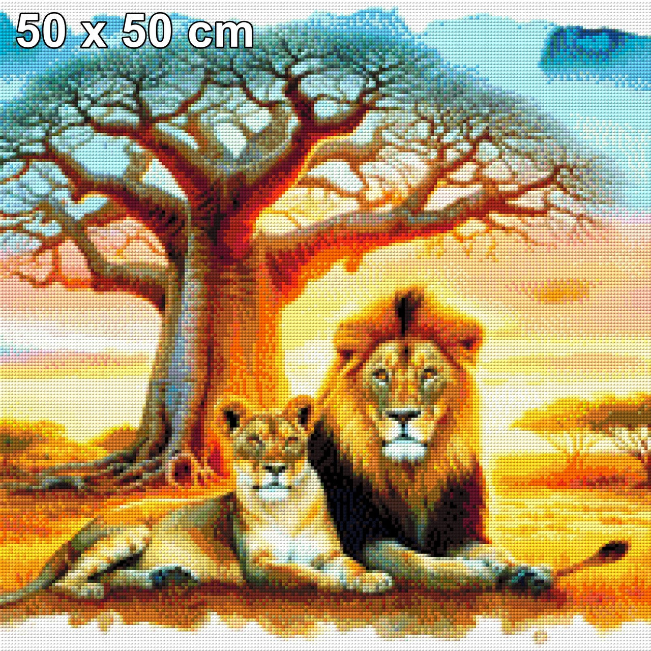 Königliche Zweisamkeit, Löwenpärchen - Diamond Painting