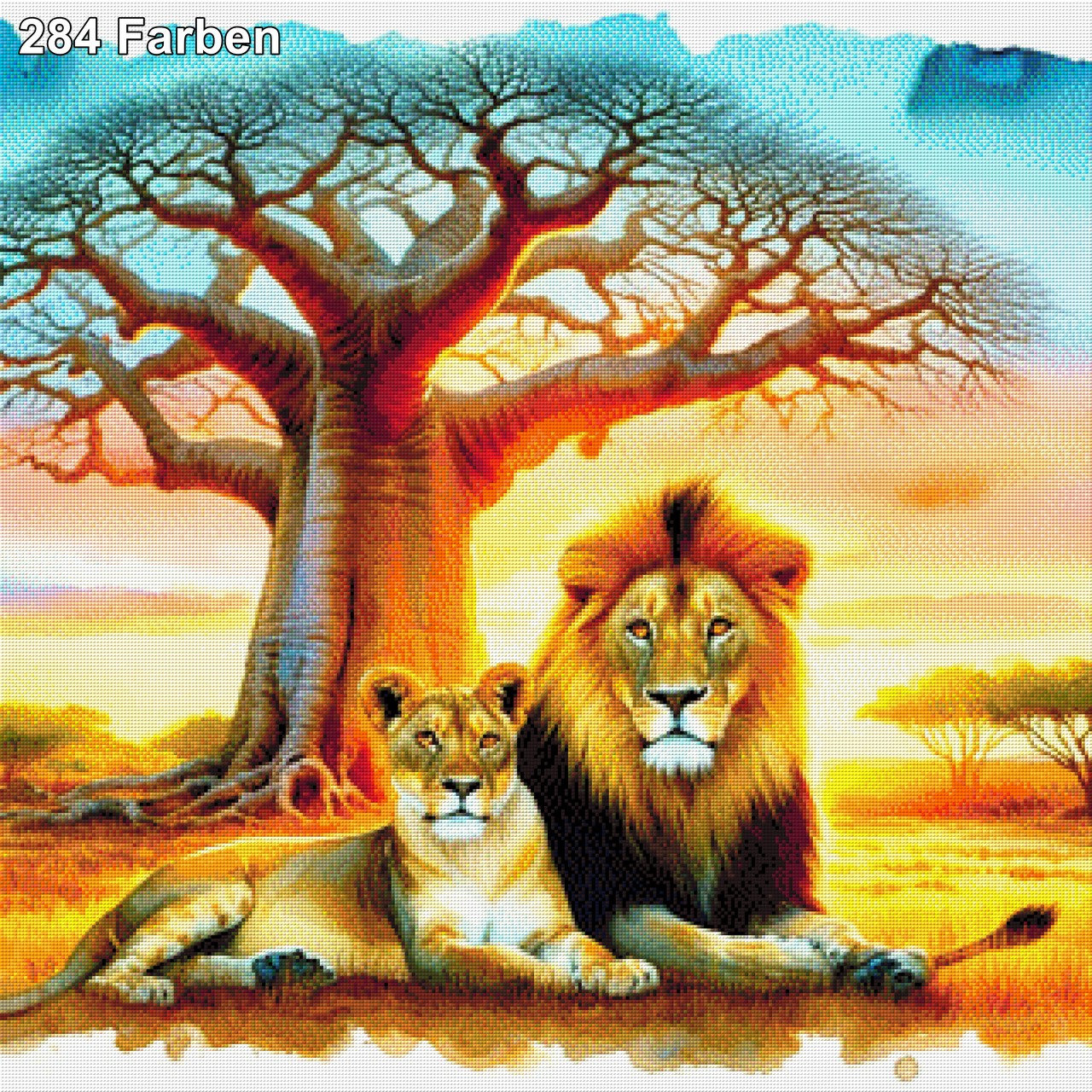 Königliche Zweisamkeit, Löwenpärchen - Diamond Painting