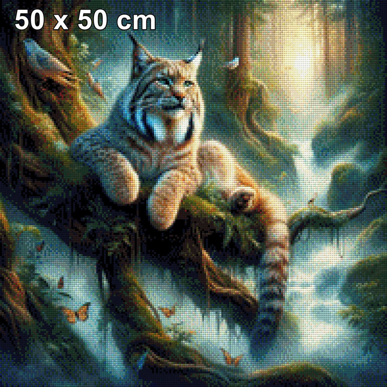 Waldgeist, Luchs im Wald - Diamond Painting
